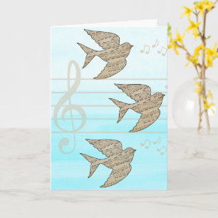 Carte Musique d'oiseau moineau Ciel Bleu
