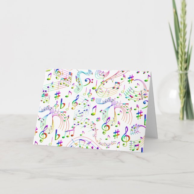 Carte Musique, Notes musicales, Coloré (Devant)