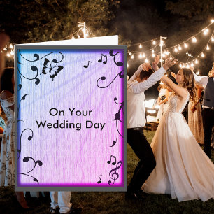 Carte Musique Papillon Feuille Bleu & Purple Mariage Boi