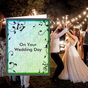 Carte Musique Papillon Feuille Vert Mariage de grain de 