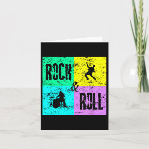 Carte Musique Rock & Roll Vintage Rétro 80s Batterie