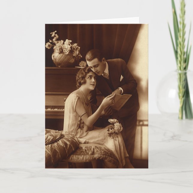 Carte Musique romantique vintage, Amour et Romance (Devant)
