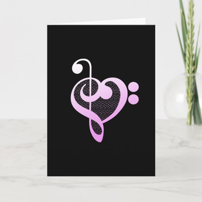 Carte Musique rose Musicien Cœur (Devant)
