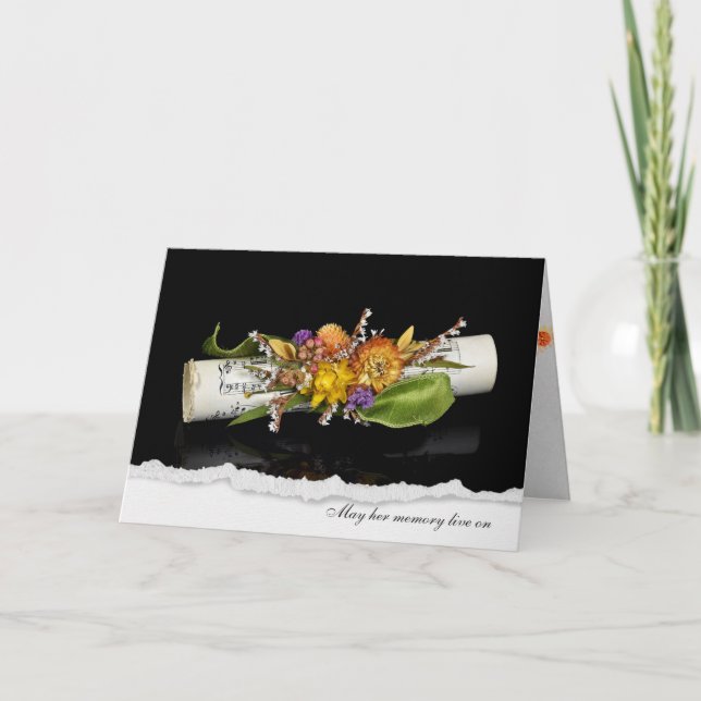 Carte musique sympathique avec bouquet floral (Devant)