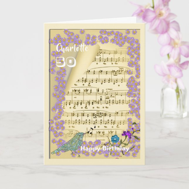 Carte Musique Thème Joyeux Anniversaire Personnalisé (Orchidée)
