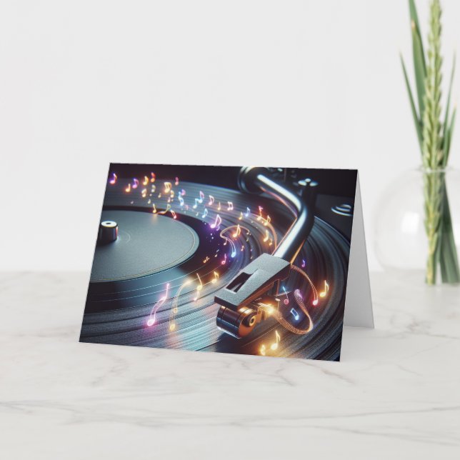 Carte Musique Tourne-disque Pour Anniversaire (Devant)