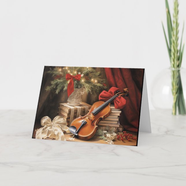 Carte Musique violon de Noël (Devant)