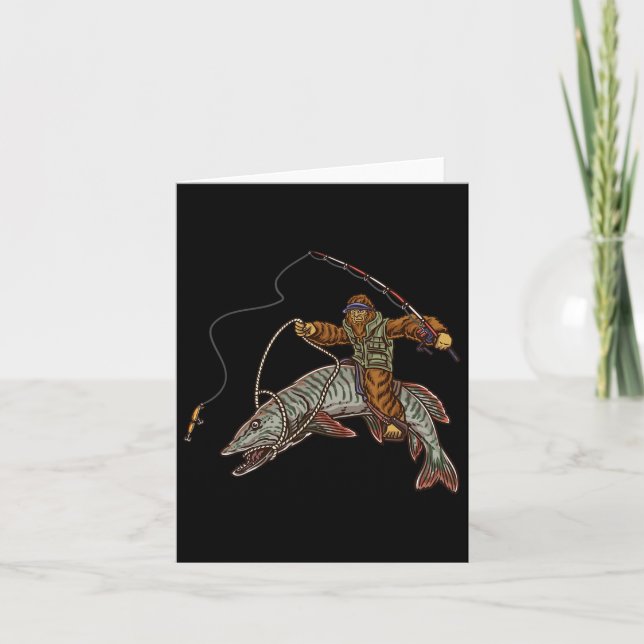 Carte Muskie Fishing Tigre Musky Chasse Pêcheur Bigfoot (Devant)