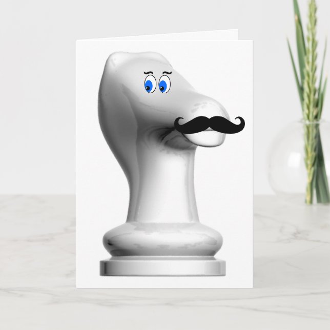 Carte Mustache Chess Knight Funny Card (Devant)