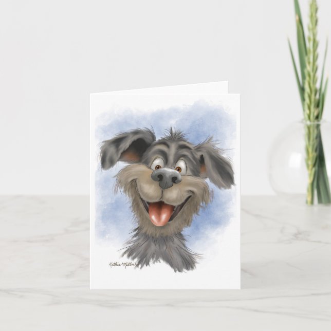 Carte Mutt à la grimace heureuse – Dessin animé de chien (Devant)