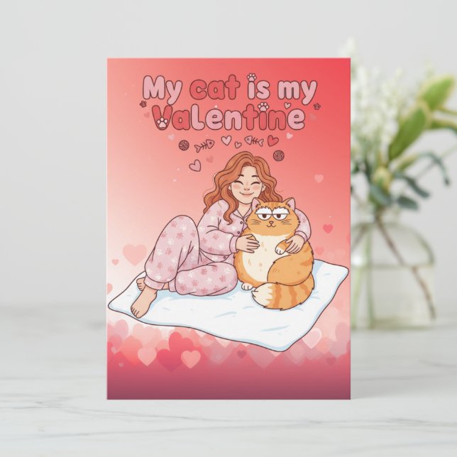 Carte My Cat is My Valentine! Funny Valentines Day (Debout devant)