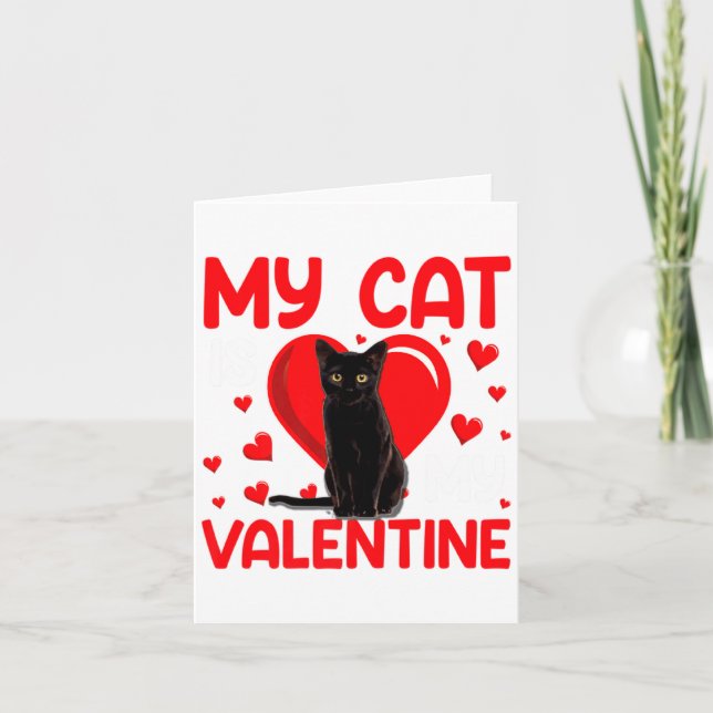 Carte My Cat Is My Valentine Paw Heart Cat Owner Valenti (Devant)
