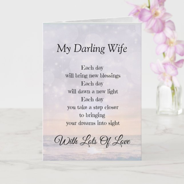 Carte My Darling Femme Encouragement Poème Salutation (Orchidée)