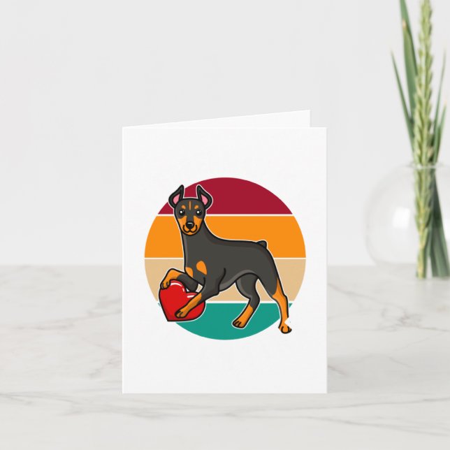 Carte My Doberman Is My Valentine Heart Retro Sunset Dog (Devant)