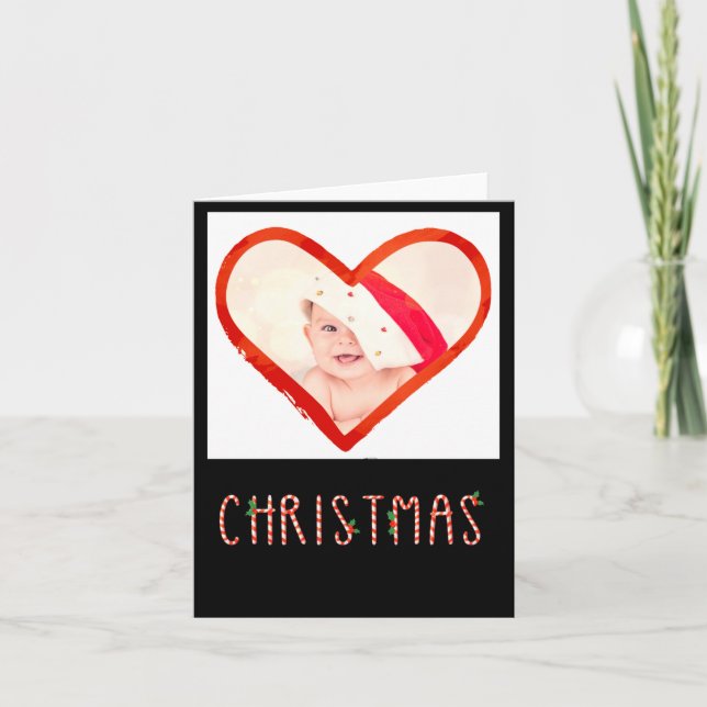 Carte My First Christmas As Mom Love Heart Baby Photo  (Devant)