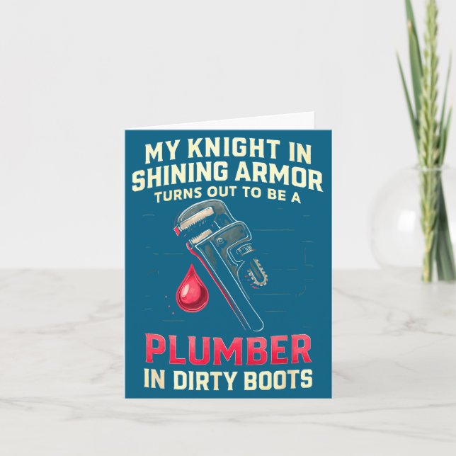 Carte My Knight In Shining Funny Plumber Wife Women Girl (Devant)