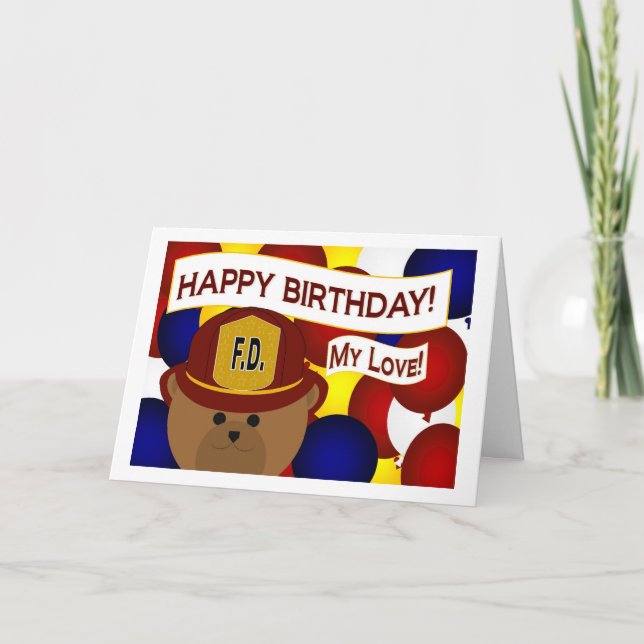 Carte My Love - Happy Birthday Firefighter Hero! (Devant)