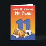 Carte My Twin Brother 11th Birthday Sports Balls<br><div class="desc">Il est votre compagnon de jeu depuis le tout premier jour de votre naissance et vous savez que cette carte sera la seule carte qui conviendra le mieux à donner à votre frère jumeau lors de la célébration de votre 11e anniversaire. Alors qu'attendez-vous ? Obtenez cette carte maintenant !</div>