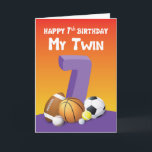 Carte My Twin Sister 7th Birthday Sports Balls<br><div class="desc">Lorsque vous et votre soeur jumelle aimez le sport et que vous aimez le sport qui implique des balles,  alors c'est votre jour de chance de trouver cette carte que vous pouvez lui donner lorsque vous fêtez votre 7ème anniversaire.</div>