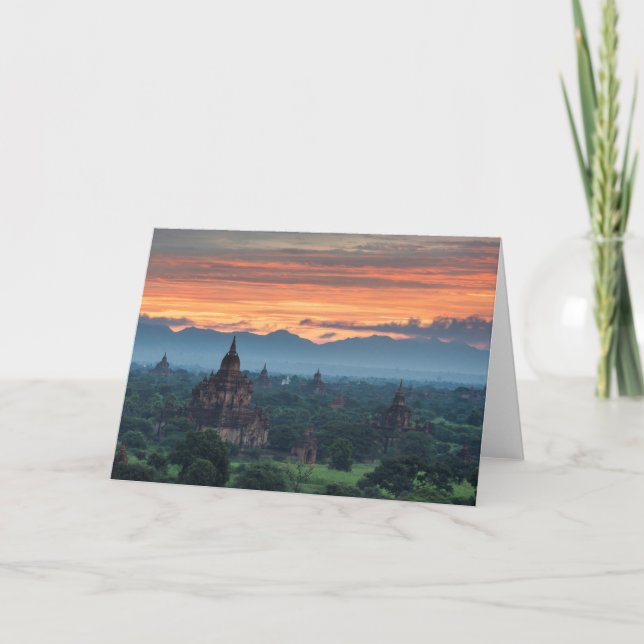 Carte Myanmar, lever de soleil à Bagan (Devant)