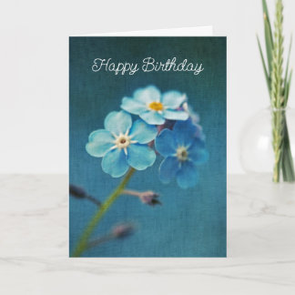 Carte Myosotis élégant bleu Fleurs Joyeux Anniversaire