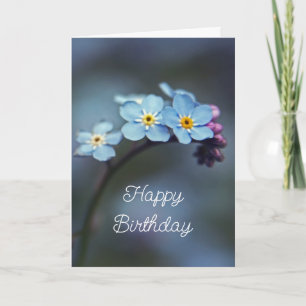 Carte Myosotis élégants bleus Fleurs Joyeux Anniversaire