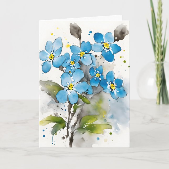 Carte Myosotis - Fleurs aquarelle (Devant)