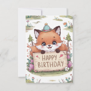 Carte Mystic Simple Fox Anniversaire