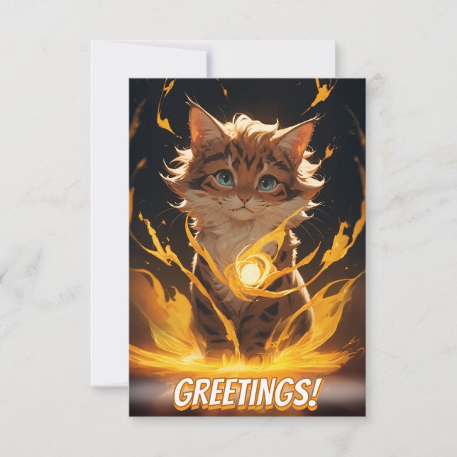 Carte Mystic Tiger Chat Feu familier (Devant)