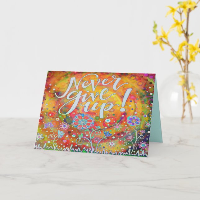 Carte "N'abandonnez jamais" l'inspirité (Fleur jaune)