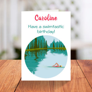 Carte Nage en eau libre personnalisée Anniversaire