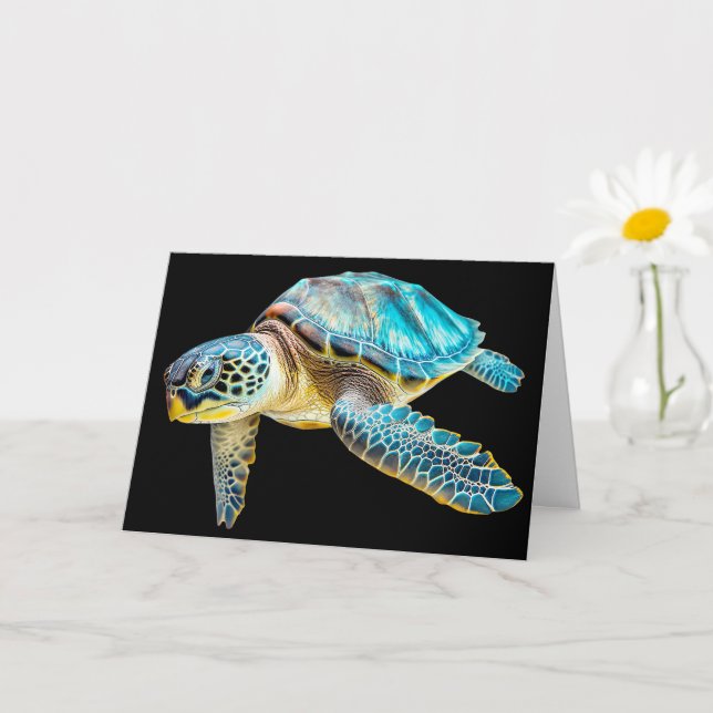 Carte Nage Tortue de mer Joyeux anniversaire (Petite plante)