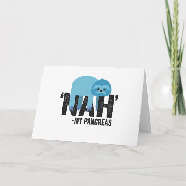 Carte Nah my Pancreas Funny Diabetes Blue Ribbon Sloth (Devant)