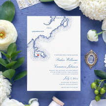 Carte Nahant MA Élégant Mariage bleu marine