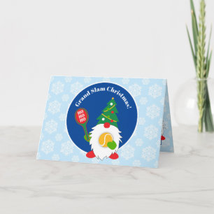 Carte 🎾Nain de Noël mignon avec balle de tennis