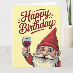 Carte Nain pour porter un toast au vin "Joyeux Anniversa