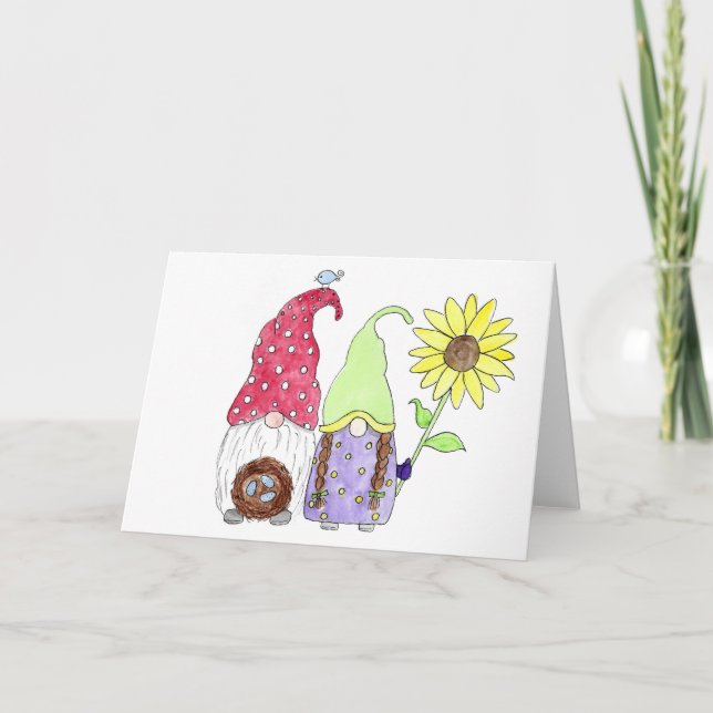 Carte Nains de jardin de printemps Maman et Papa (Devant)