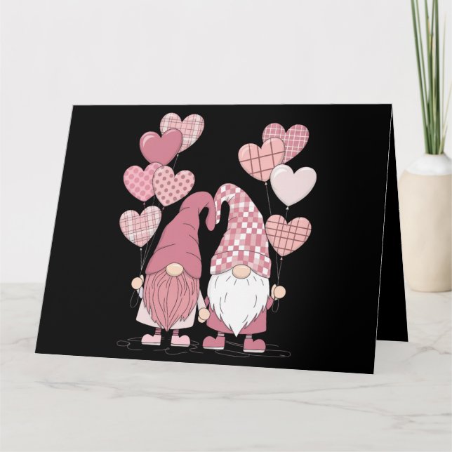 Carte Nains de la Saint-Valentin à carreaux buffles rose (Devant)