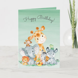 Carte Naissance des animaux de la jungle de Cute Safari