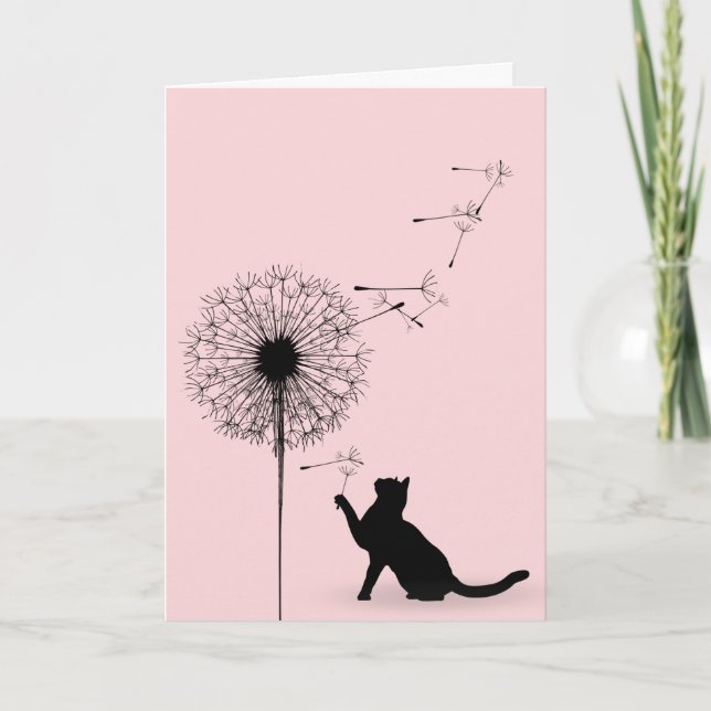 Carte Naissance des graines de chat noir et de pissenlit (Devant)