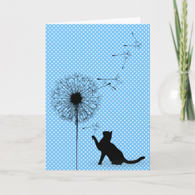 Carte Naissance des graines de chat noir et de pissenlit (Devant)