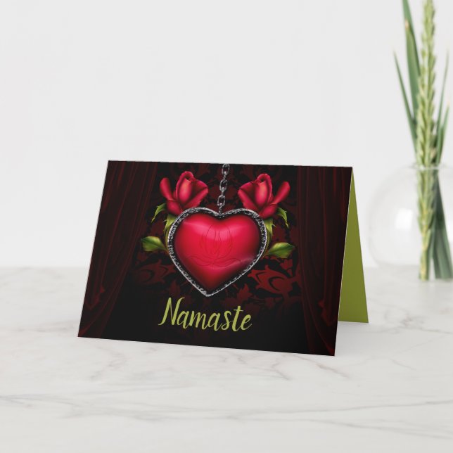 Carte Namaste Citation Merci Coeur romantique gothique (Devant)