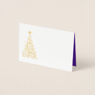 Carte Name Place Gold Foiled ChristmasTree & Stars