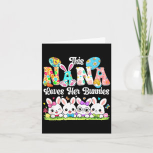 Carte Nana aime les lapins de Pâques groupe lapins nœud