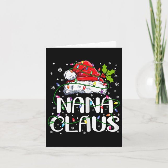 Carte Nana Claus Lumières Noël Pyjama Famille Correspond (Devant)