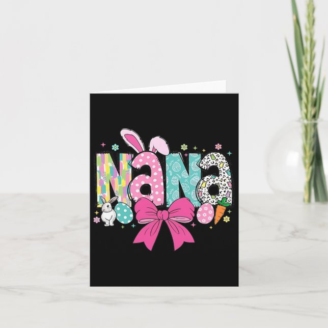 Carte Nana Easter Coquette Bow Happy Lapin de Pâques Rab (Devant)