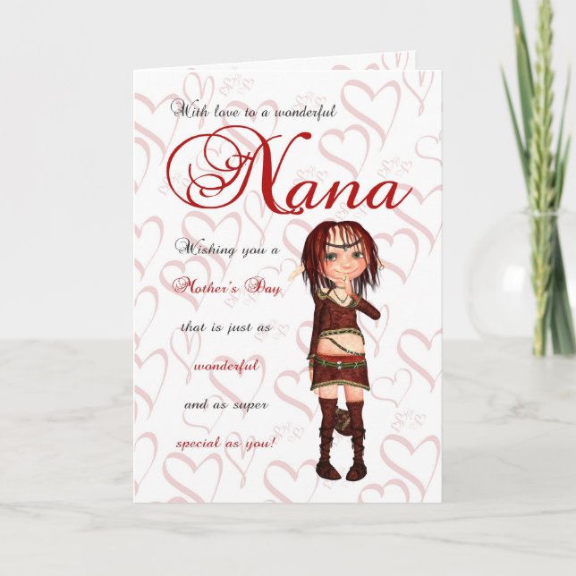 Carte Nana Mother's Day Card With Little Forest Elf (Devant)