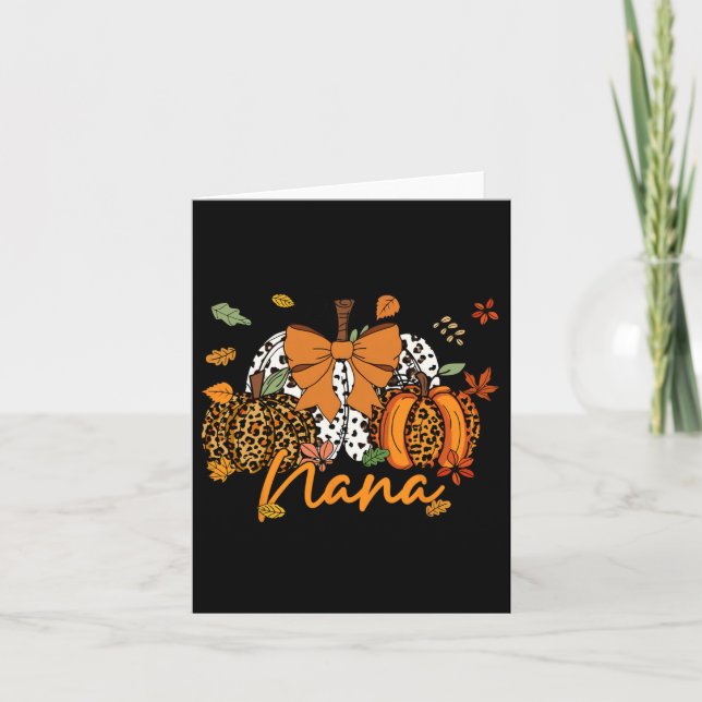 Carte Nana Thanksgiving Leopard Citrouille Coquette Bow  (Devant)