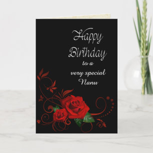 Carte Nanu Anniversaire avec des roses rouges
