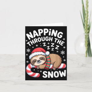 Carte Napng à travers la neige Sloth drôle Cane de Noël